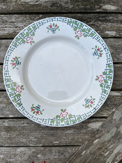 Assiette Plate Niderviller décor de treillage et fleurs art déco