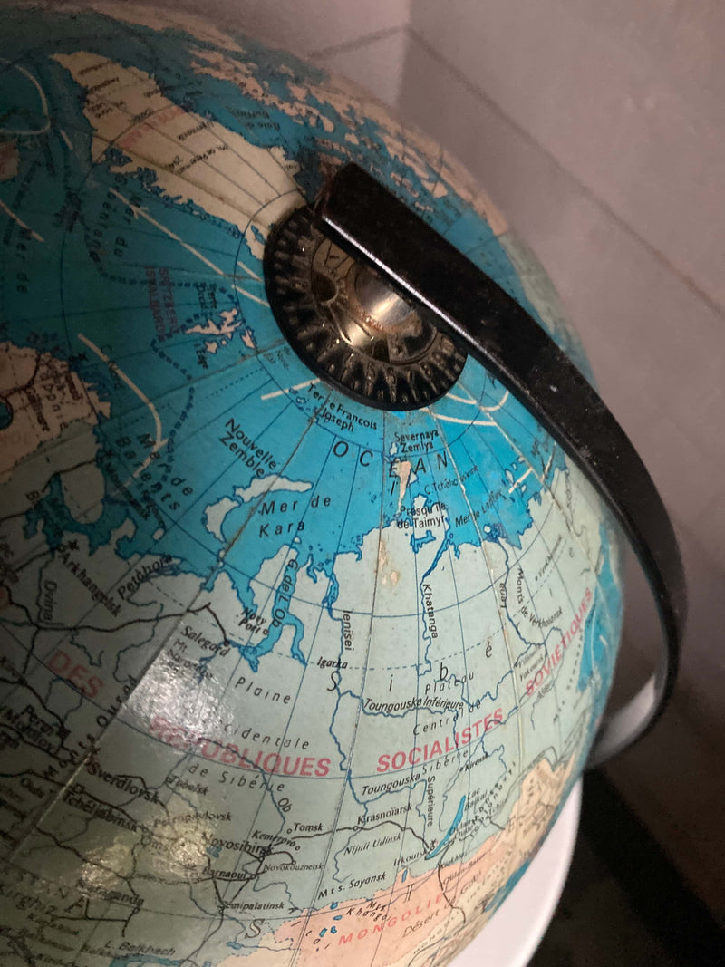 Globe Terrestre Lumineux Carte Taride vers 1950-60 – Figuline