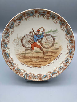 Assiette Décorative Lunéville "Cycliste" Homme fin XIXème
